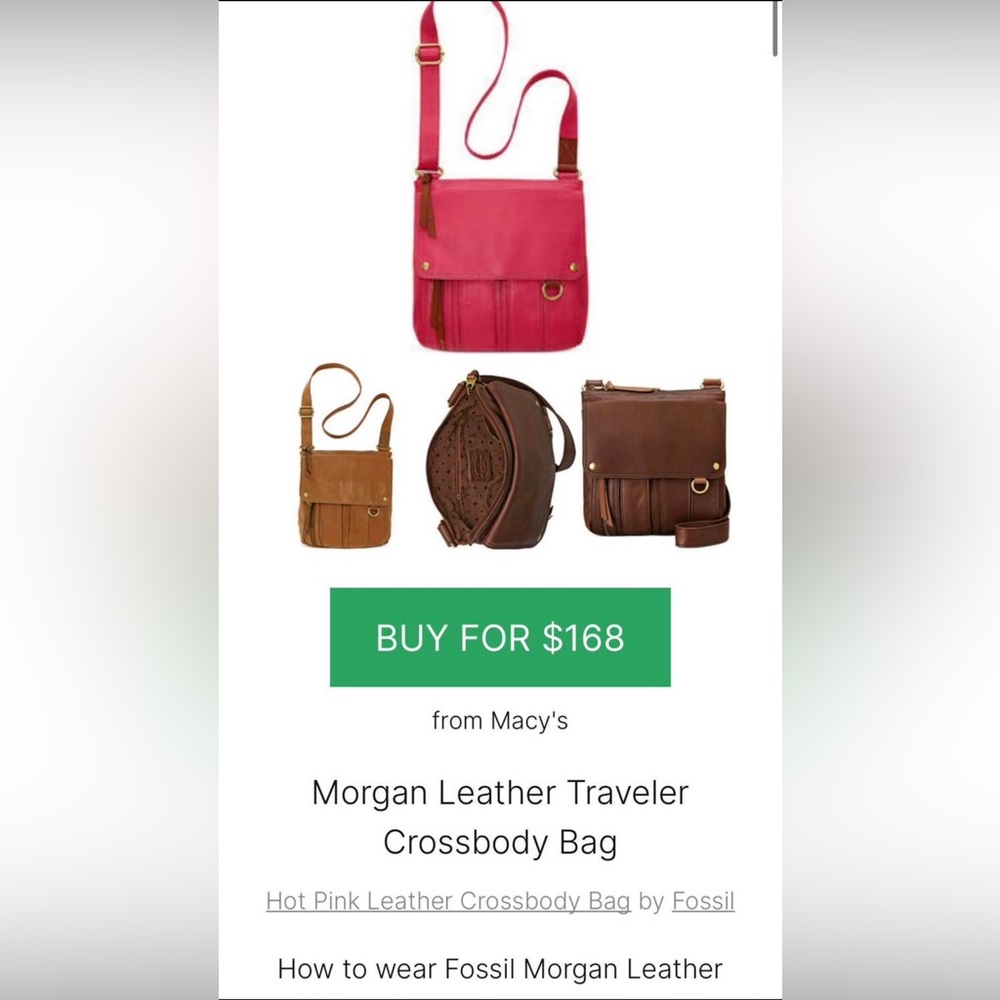 Brand New Fossil Morgan Traveler Purse Fuchsia Pink leather - Picture 6 of 6